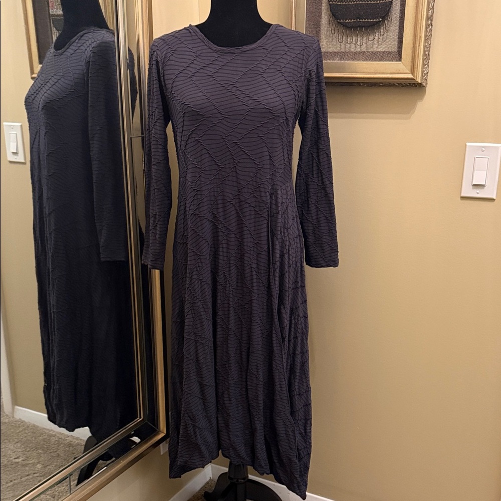 Comfy USA Long-Sleeve Textured Midi Dress